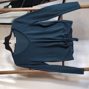 Caution to the Wind Juniors Size Large Teal Ribbed Top